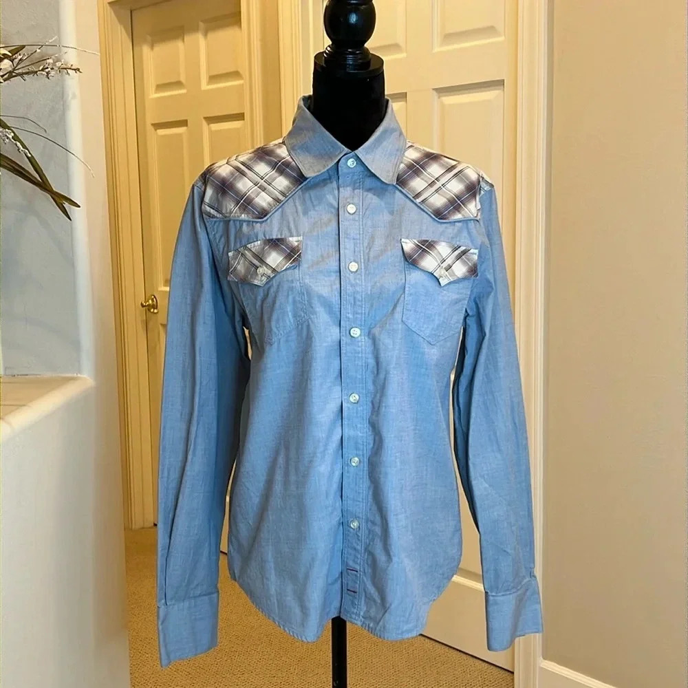 7 For All‎ Mankind Shirt Western Chambray Plaid